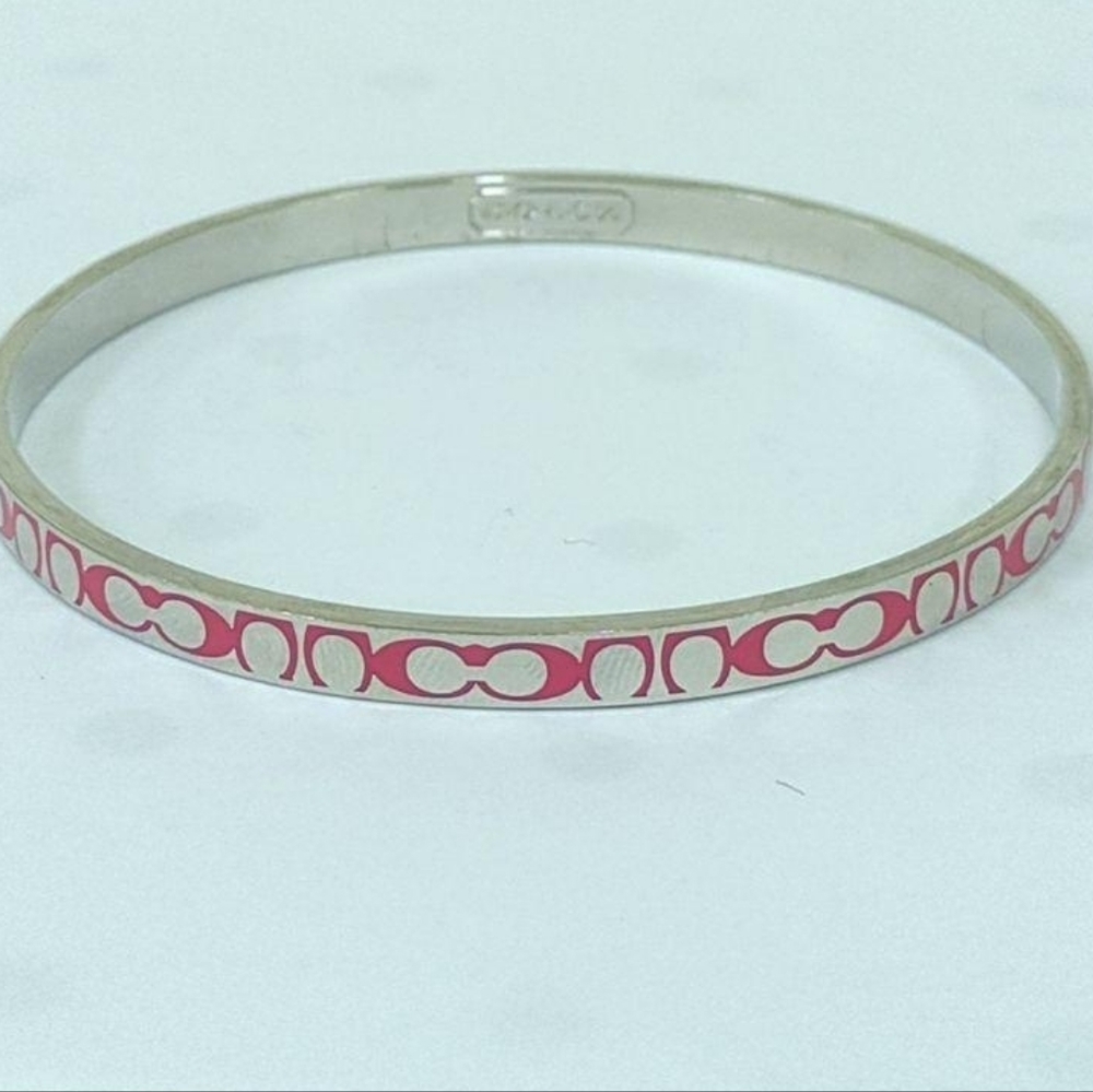 Coach Pink Signature Enamel Bangle Bracelet - Picture 4 of 8